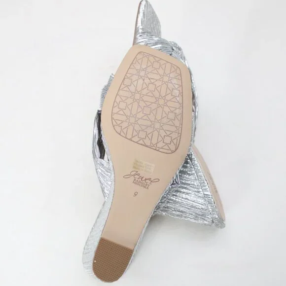 Jewel Badgley Mischka Women's Silver Metallic Hype Knot Wedge Heel Sandal Size 9 - Picture 7 of 9